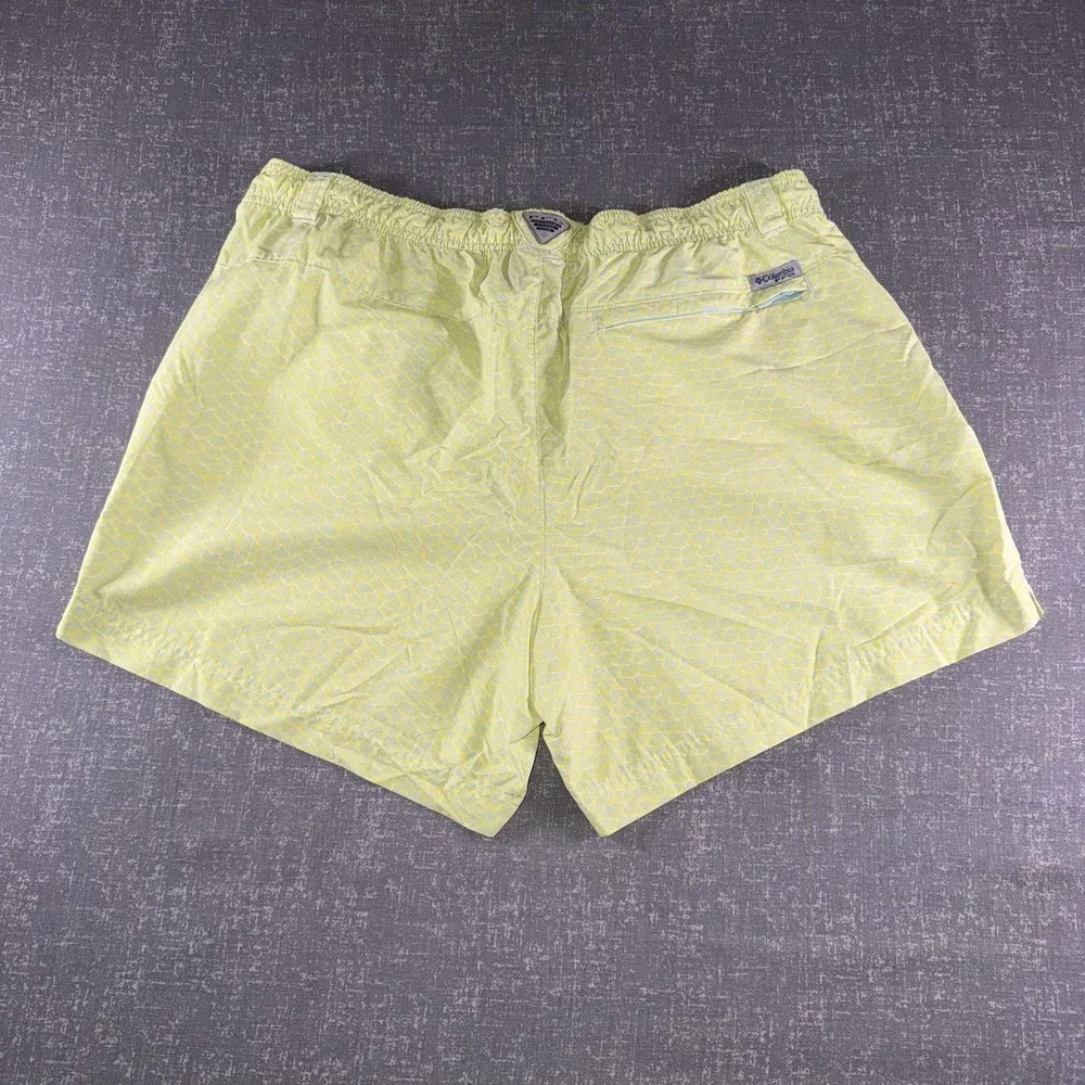 Columbia PFG Swim Shorts‎ Mens XL Yellow Fish Scale Mesh Lined Fishing Trunks